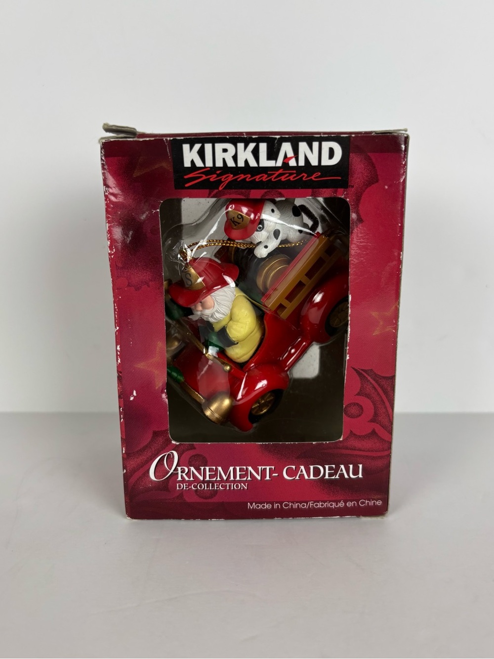 Kirkland Signature Fire Truck Santa and Dalmatian ornament